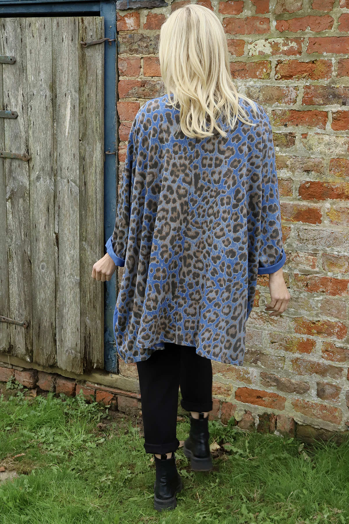 Tamika Leopard Print Cotton Top Cobalt