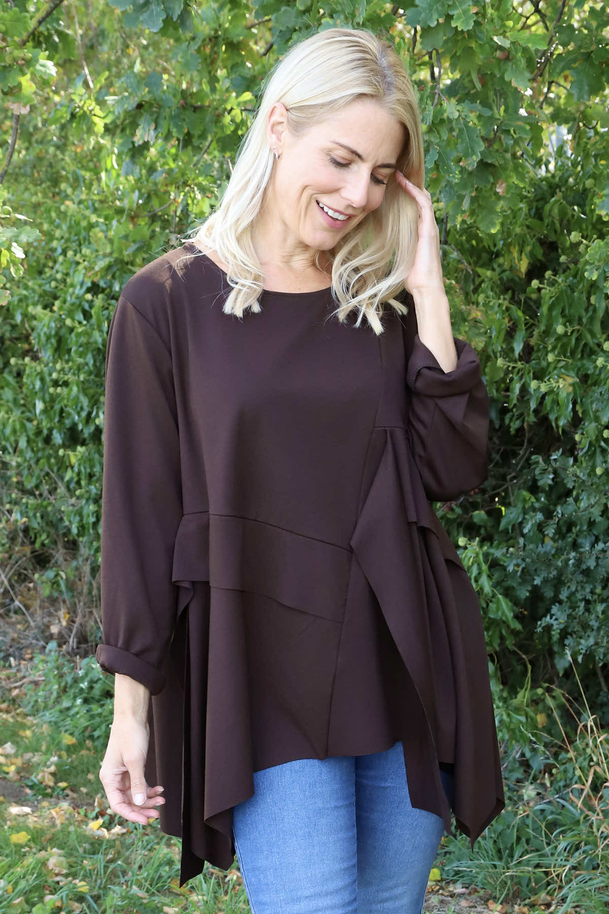 Shannon Seam Detail Top Cocoa