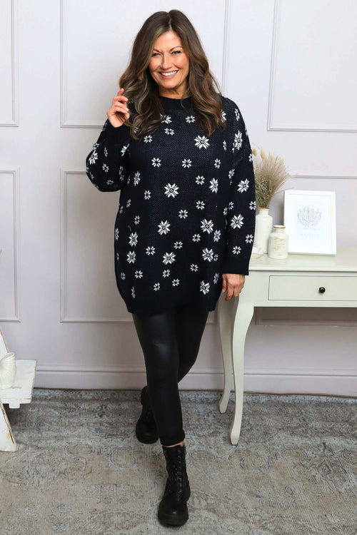 Snowflake Knitted Jumper Navy - Image 3