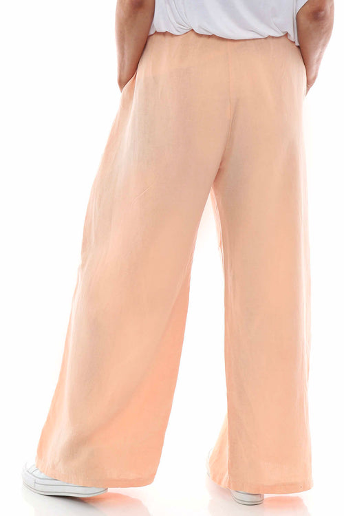 Simena Washed Button Linen Trousers Coral - Image 7