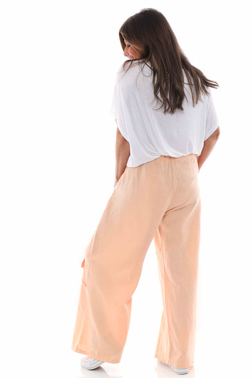 Simena Washed Button Linen Trousers Coral - Image 8