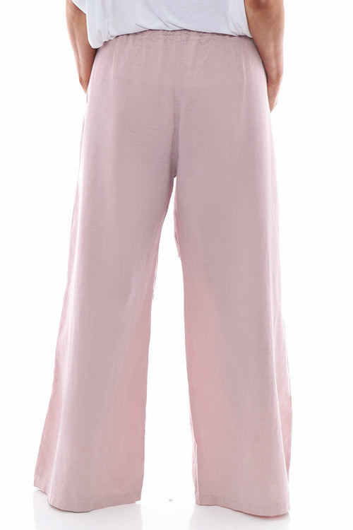 Simena Washed Button Linen Trousers Pink - Image 7