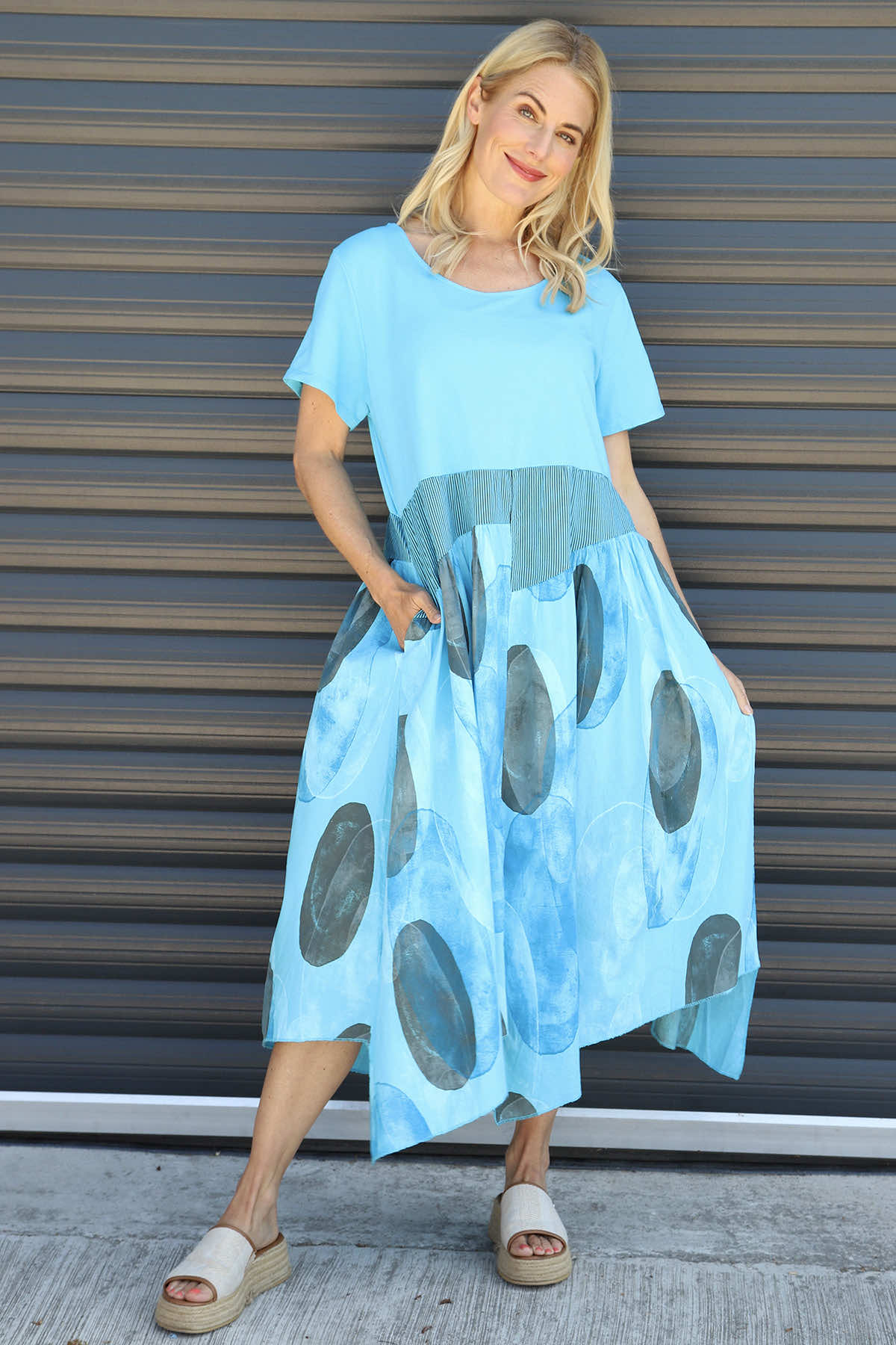 Hepworth Pebble Cotton Dress Kingfisher