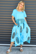 Hepworth Pebble Cotton Dress Kingfisher Kingfisher - Hepworth Pebble Cotton Dress Kingfisher