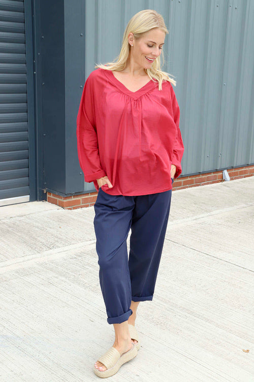 Bethany Cotton Trousers Navy - Image 6