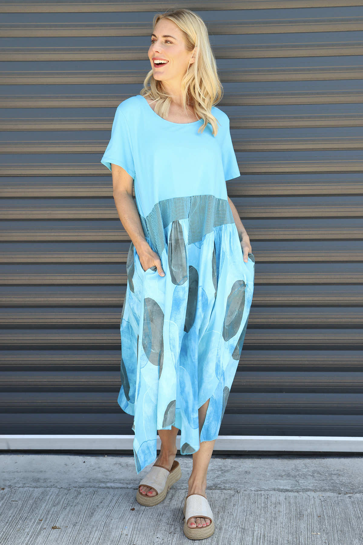 Hepworth Pebble Cotton Dress Kingfisher