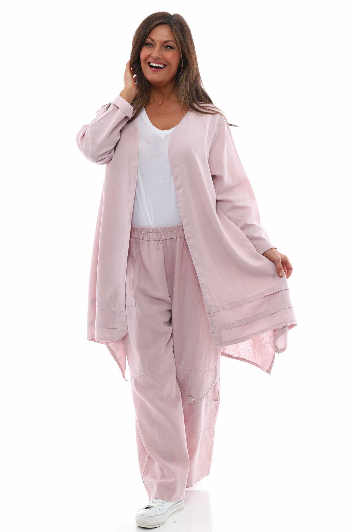 Rowyn Washed Linen Jacket Pink