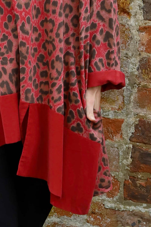 Tamika Leopard Print Cotton Top Red - Image 3