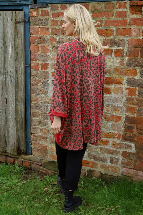 Tamika Leopard Print Cotton Top Red - Image 4
