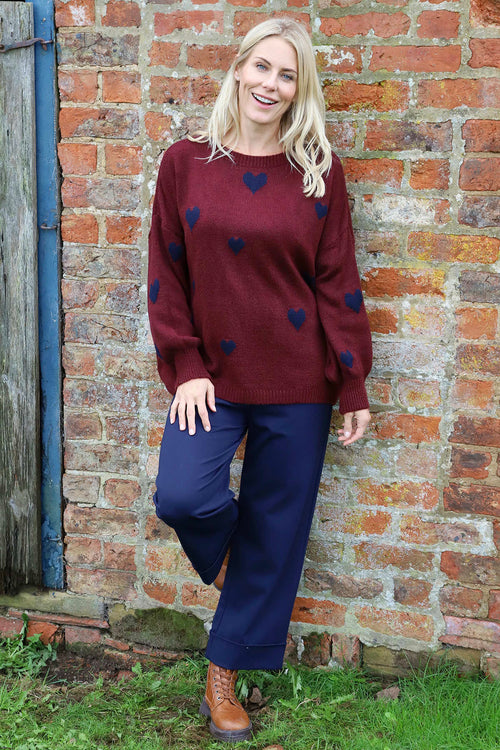 Valentina Heart Knitted Jumper Wine