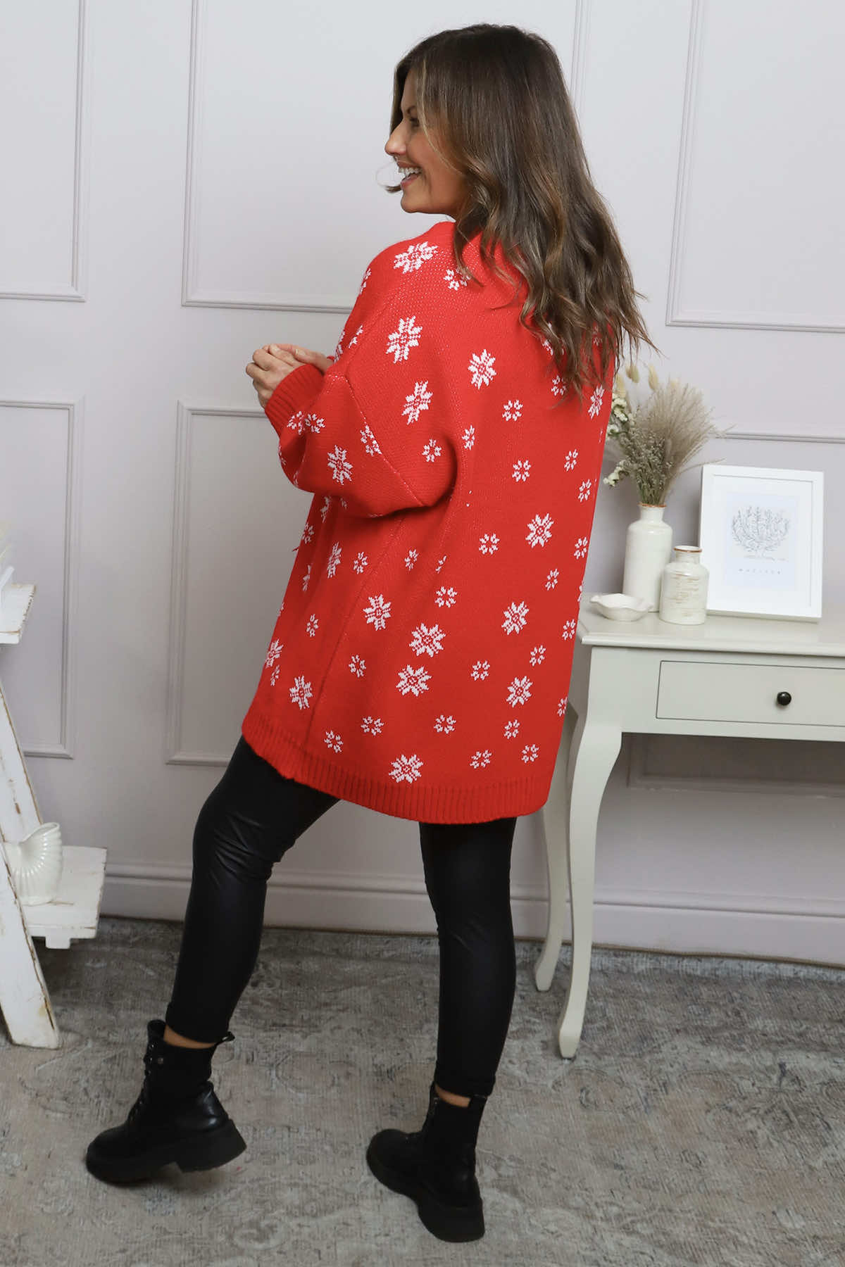 Snowflake Knitted Jumper Red