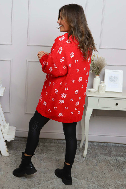 Snowflake Knitted Jumper Red - Image 6