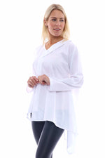Samaria Half Collar Cotton Shirt White White - Samaria Half Collar Cotton Shirt White