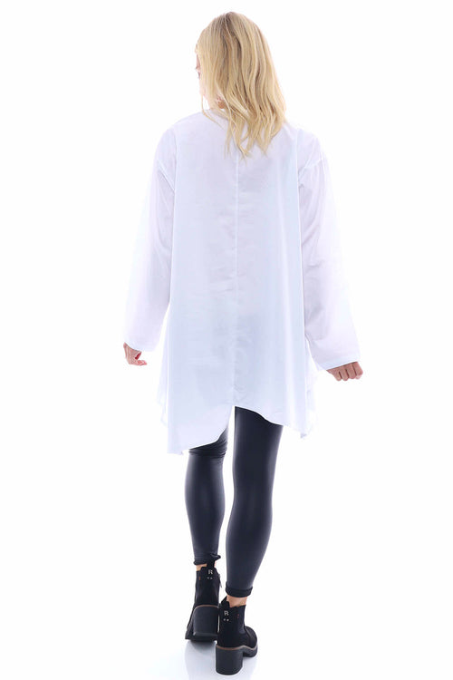 Samaria Half Collar Cotton Shirt White - Image 4