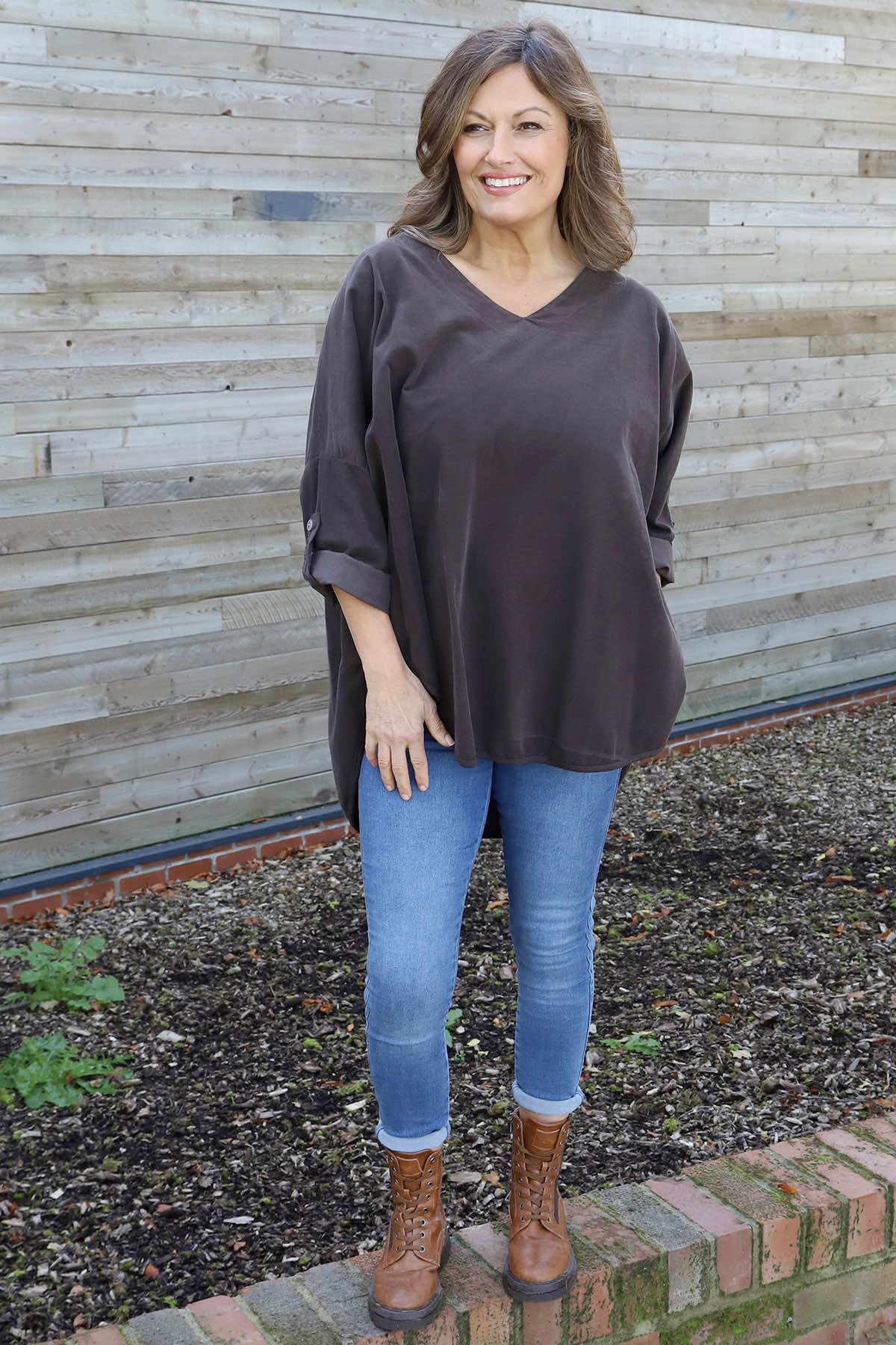 Elara Needlecord Top Cocoa