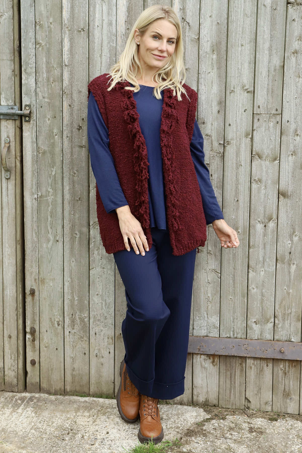 Caroline Knit Gilet Wine