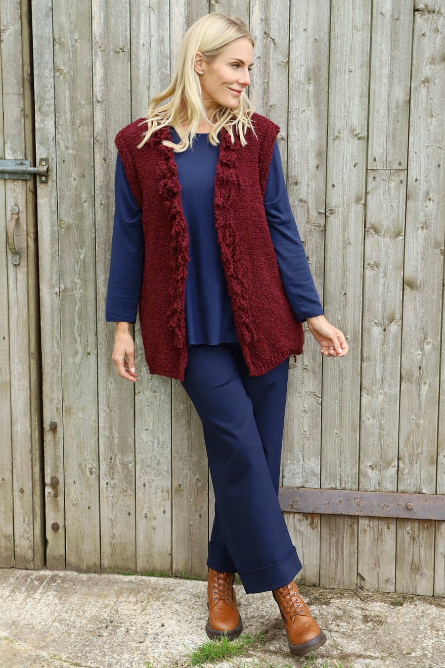 Caroline Knit Gilet Wine