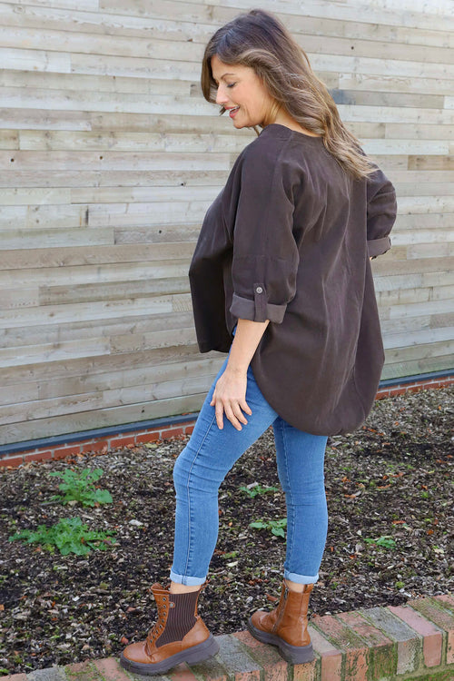 Elara Needlecord Top Cocoa - Image 3