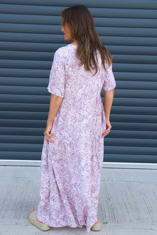 Norma Print Dress Mauve - Image 4