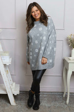 Snowflake Knitted Jumper Grey Grey - Snowflake Knitted Jumper Grey