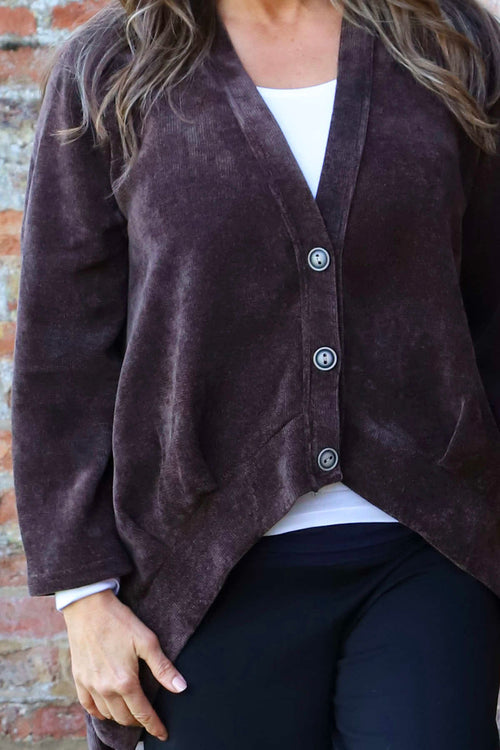 Evangeline Cord Button Top Cocoa - Image 3