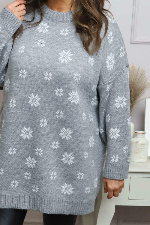 Snowflake Knitted Jumper Grey - Image 3