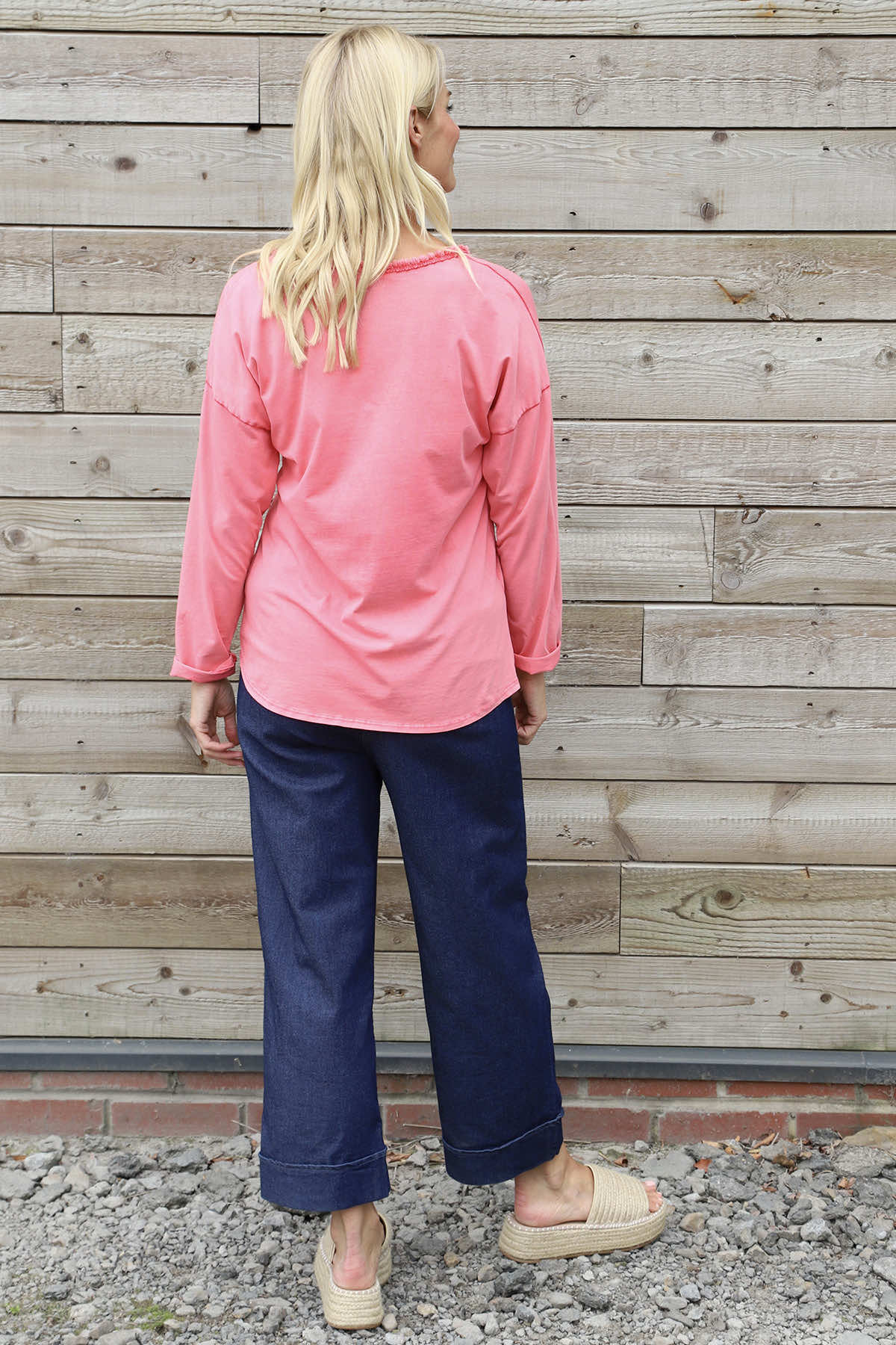 Kinsley Washed V-Neck Cotton Top Red