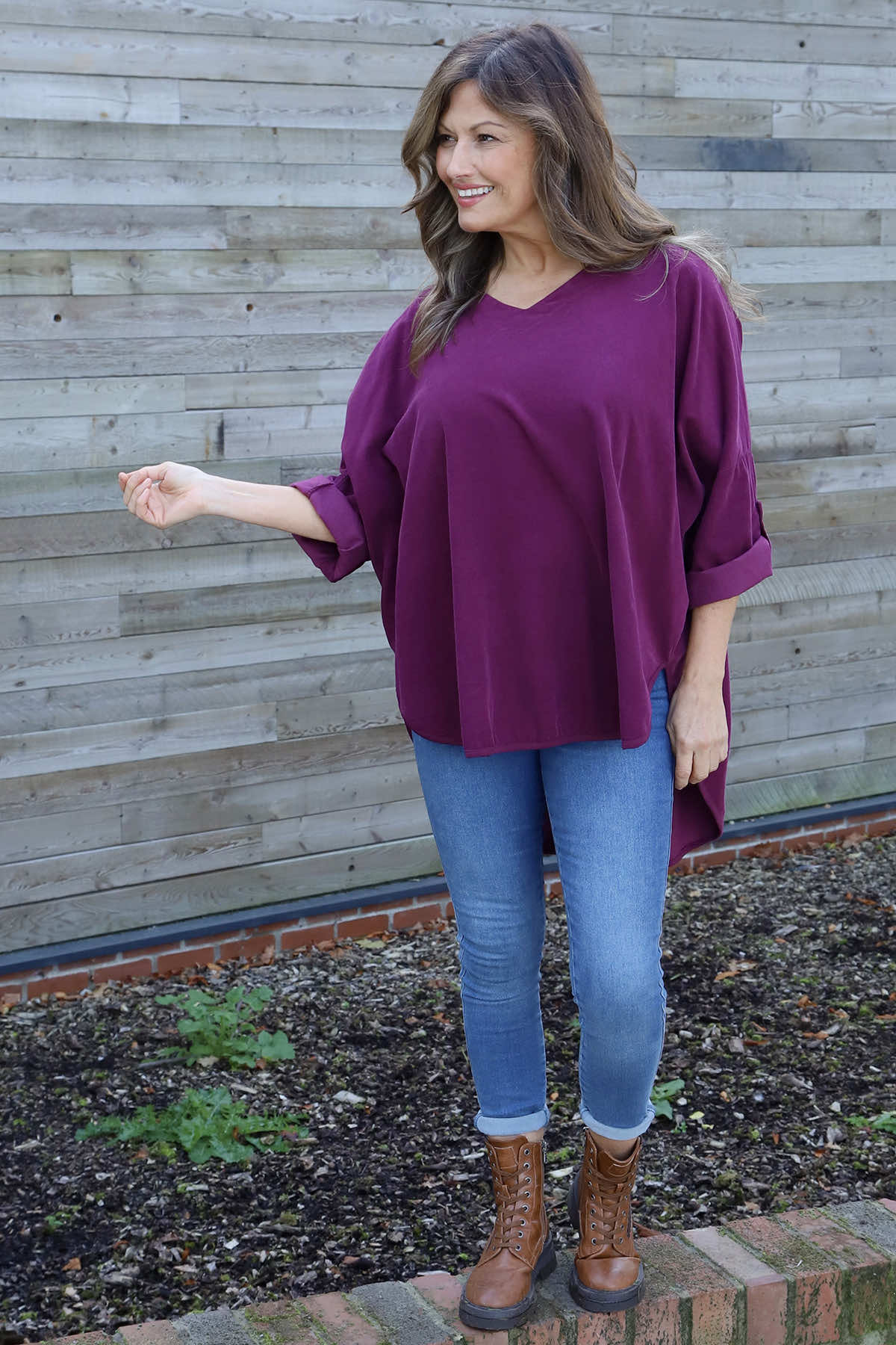 Elara Needlecord Top Burgundy