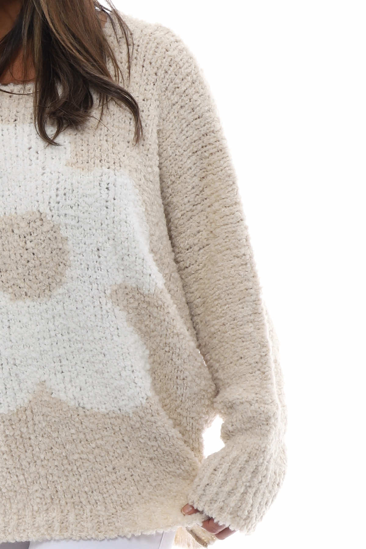 Daisy Boucle Knitted Jumper Stone