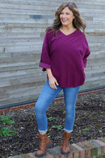 Elara Needlecord Top Burgundy Burgundy - Elara Needlecord Top Burgundy