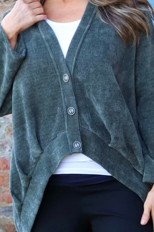 Evangeline Cord Button Top Khaki - Image 3