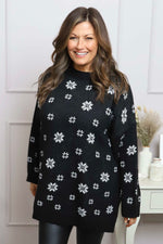 Snowflake Knitted Jumper Black Black - Snowflake Knitted Jumper Black