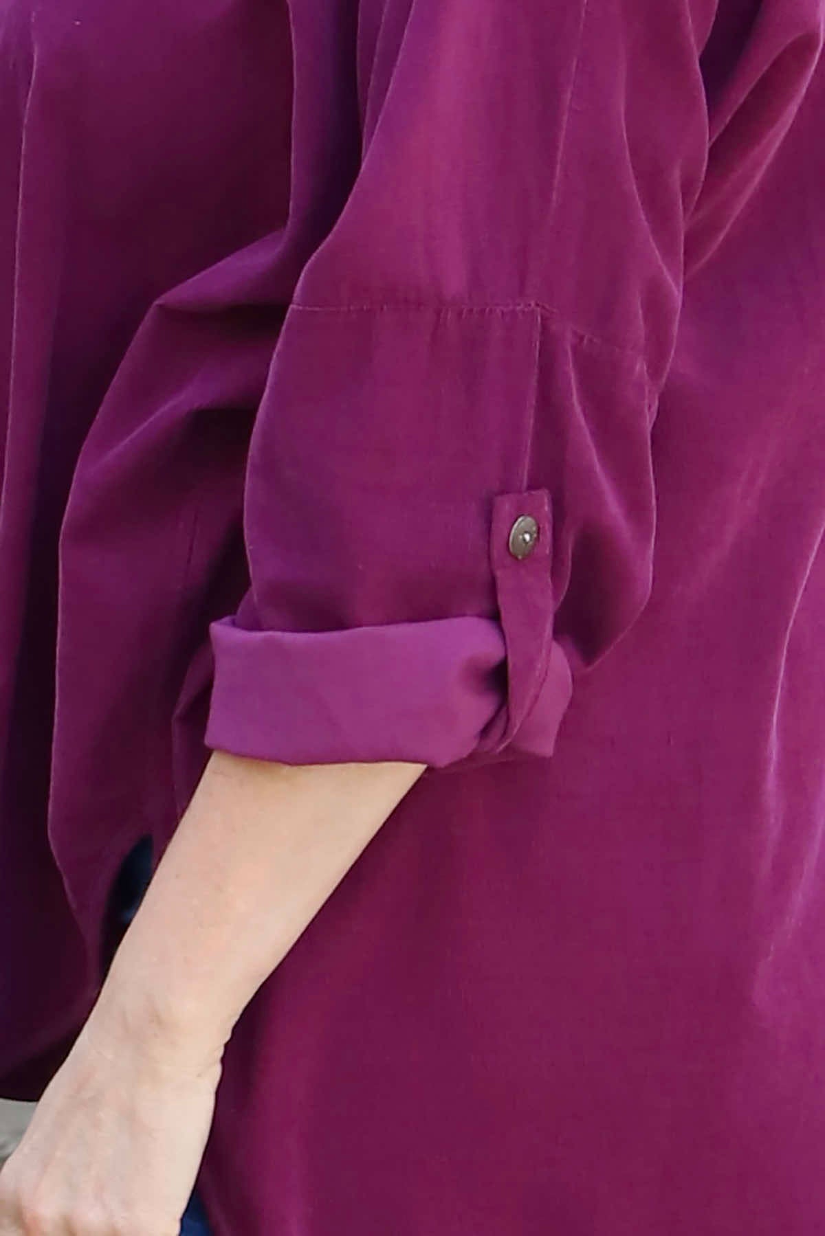 Elara Needlecord Top Burgundy