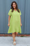 Alondra V-Neck Linen Dress Green