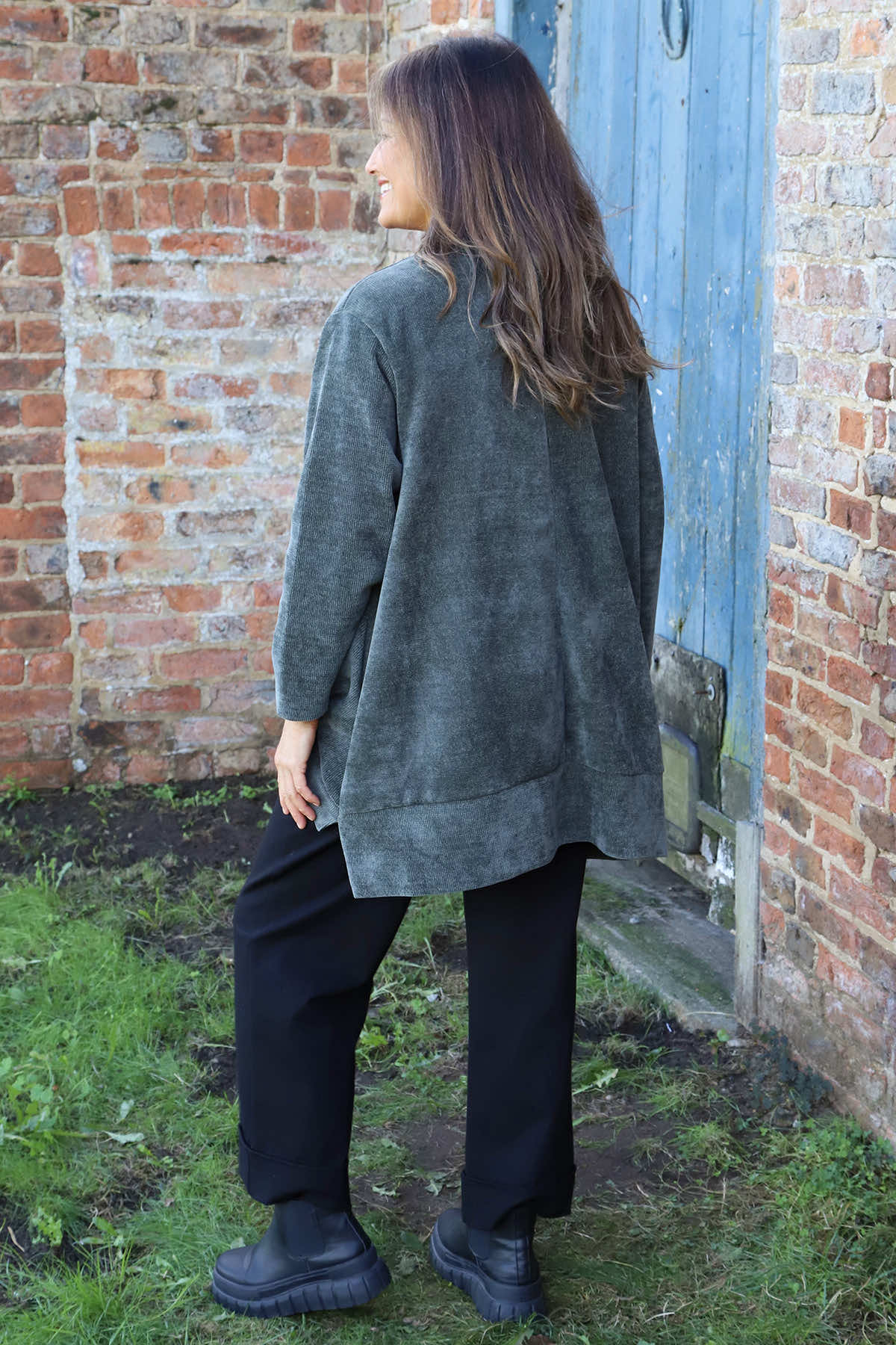 Evangeline Cord Button Top Khaki