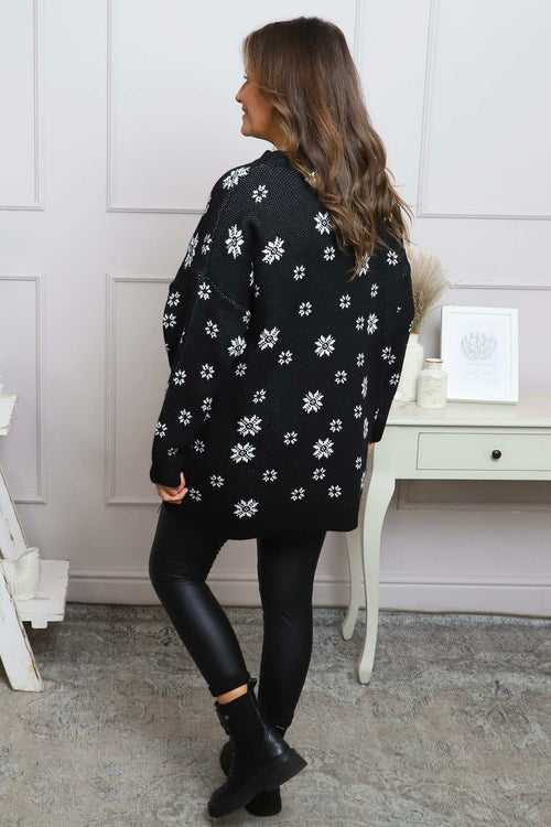 Snowflake Knitted Jumper Black - Image 4