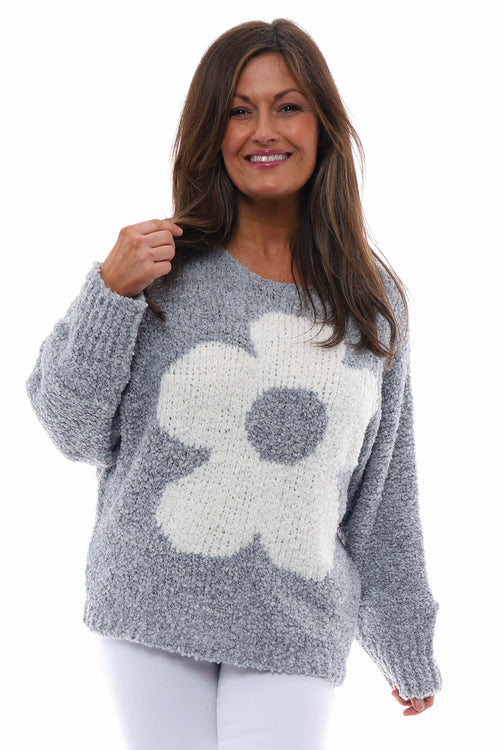 Daisy Boucle Knitted Jumper Grey - Image 2