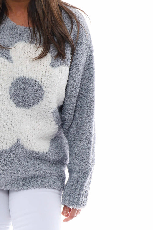 Daisy Boucle Knitted Jumper Grey - Image 4