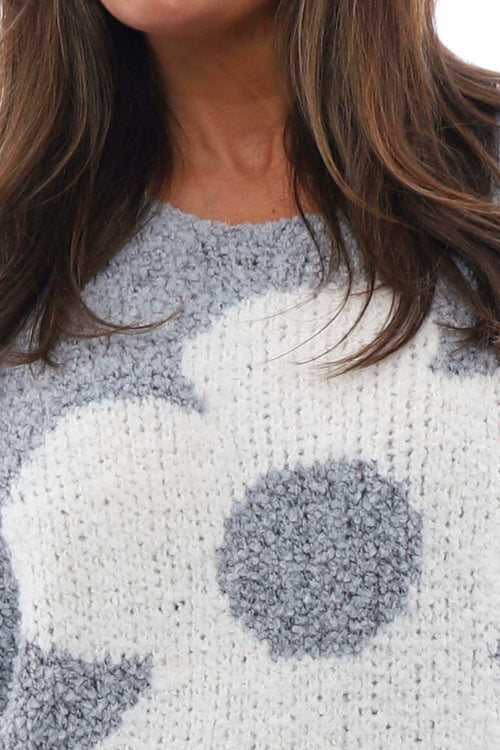 Daisy Boucle Knitted Jumper Grey - Image 5
