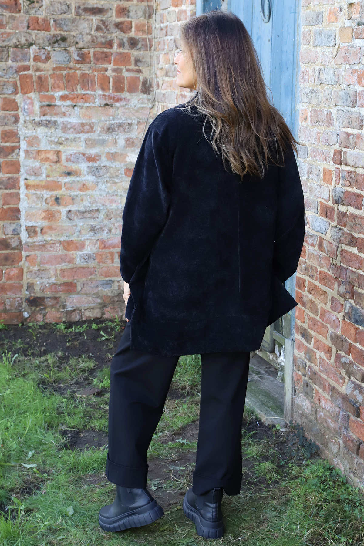 Evangeline Cord Button Top Black