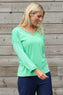 Kinsley Washed V-Neck Cotton Top Green