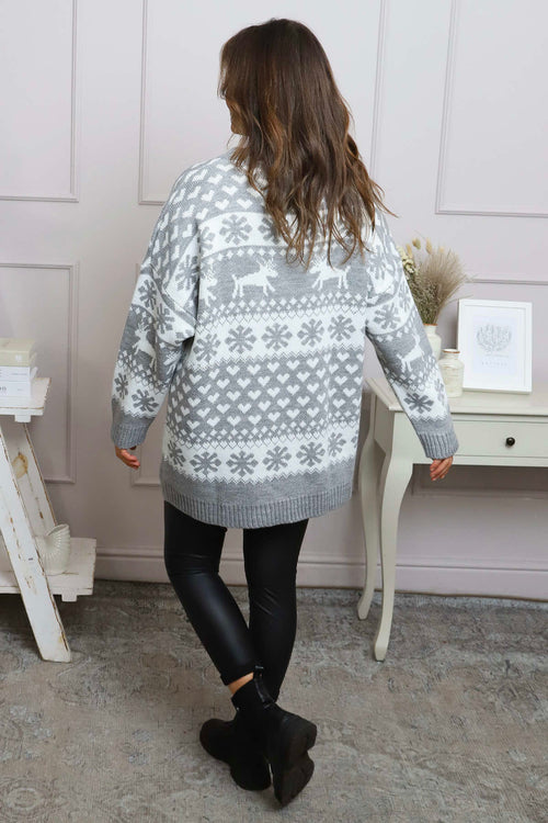 Dasher Festive Knitted Jumper Grey - Image 4