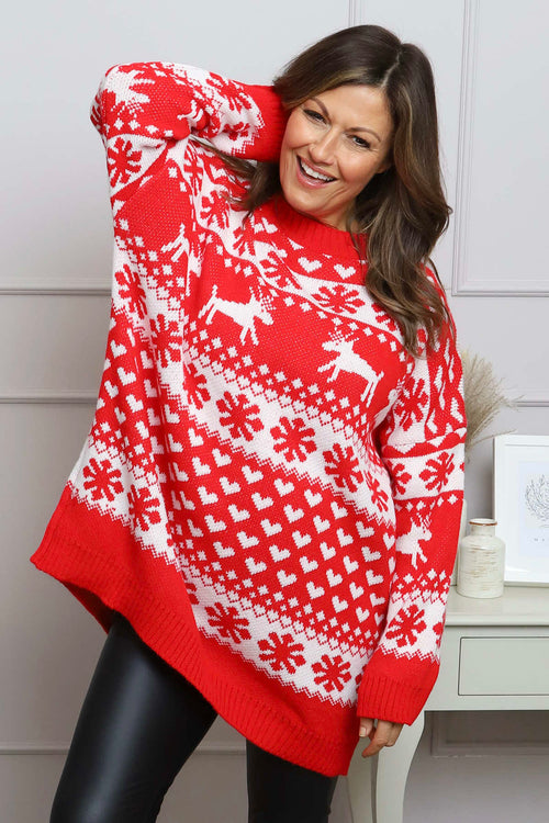 Dasher Festive Knitted Jumper Red - Image 4