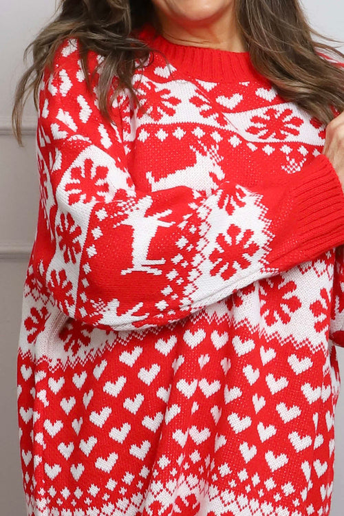 Dasher Festive Knitted Jumper Red - Image 5
