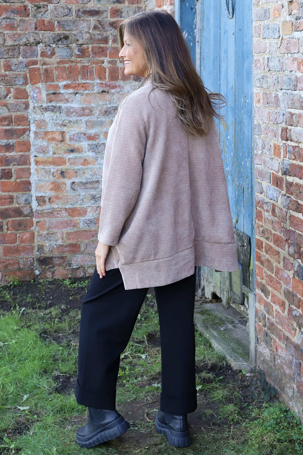 Evangeline Cord Button Top Camel