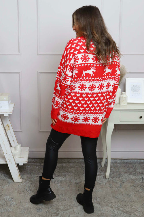 Dasher Festive Knitted Jumper Red - Image 6