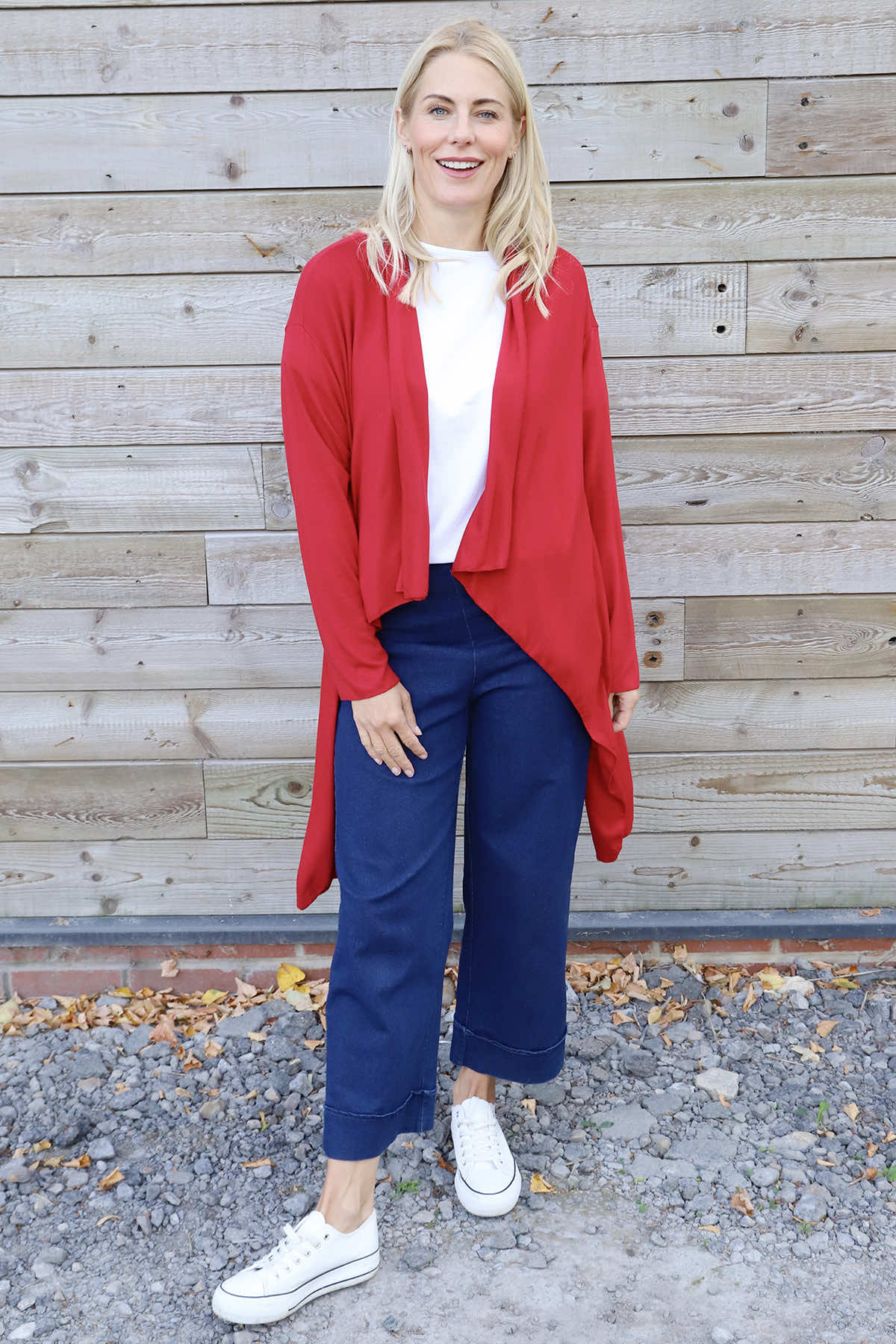 Regan Waterfall Cardigan Red
