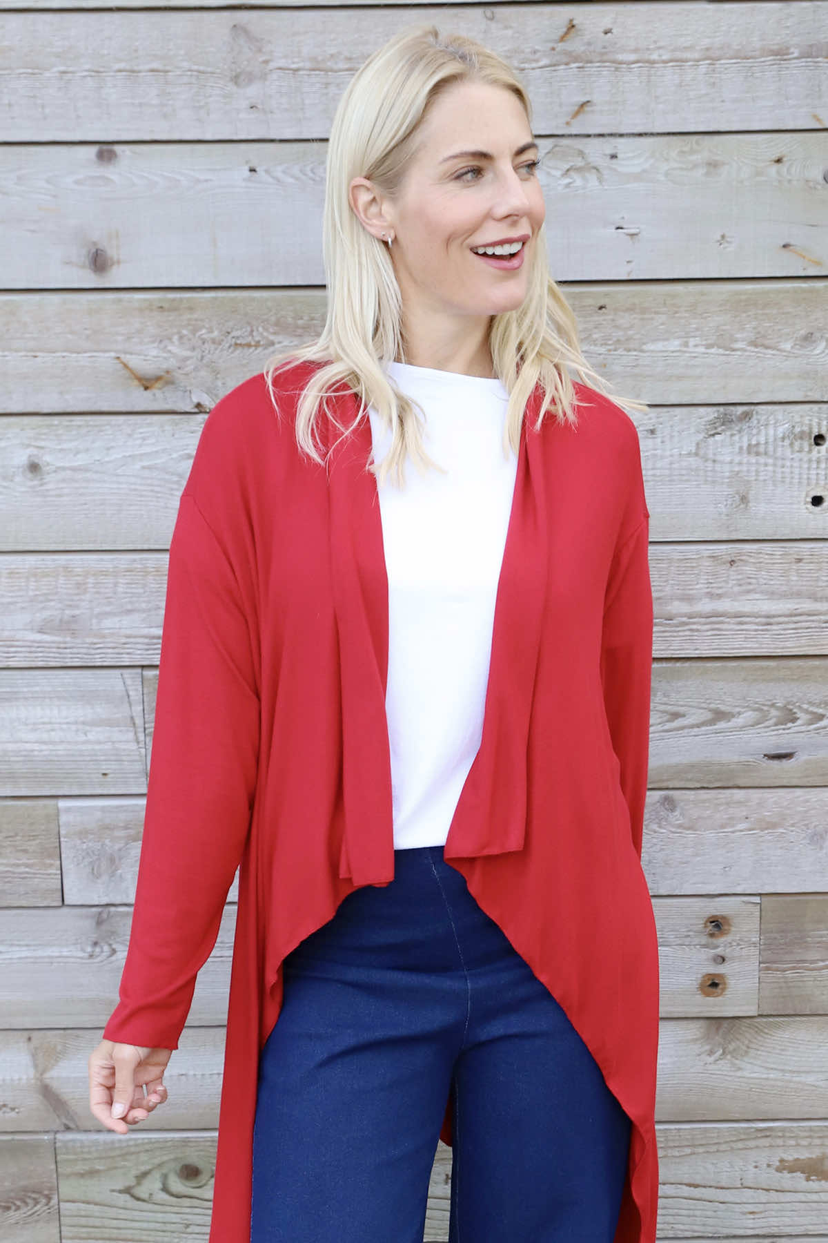 Regan Waterfall Cardigan Red