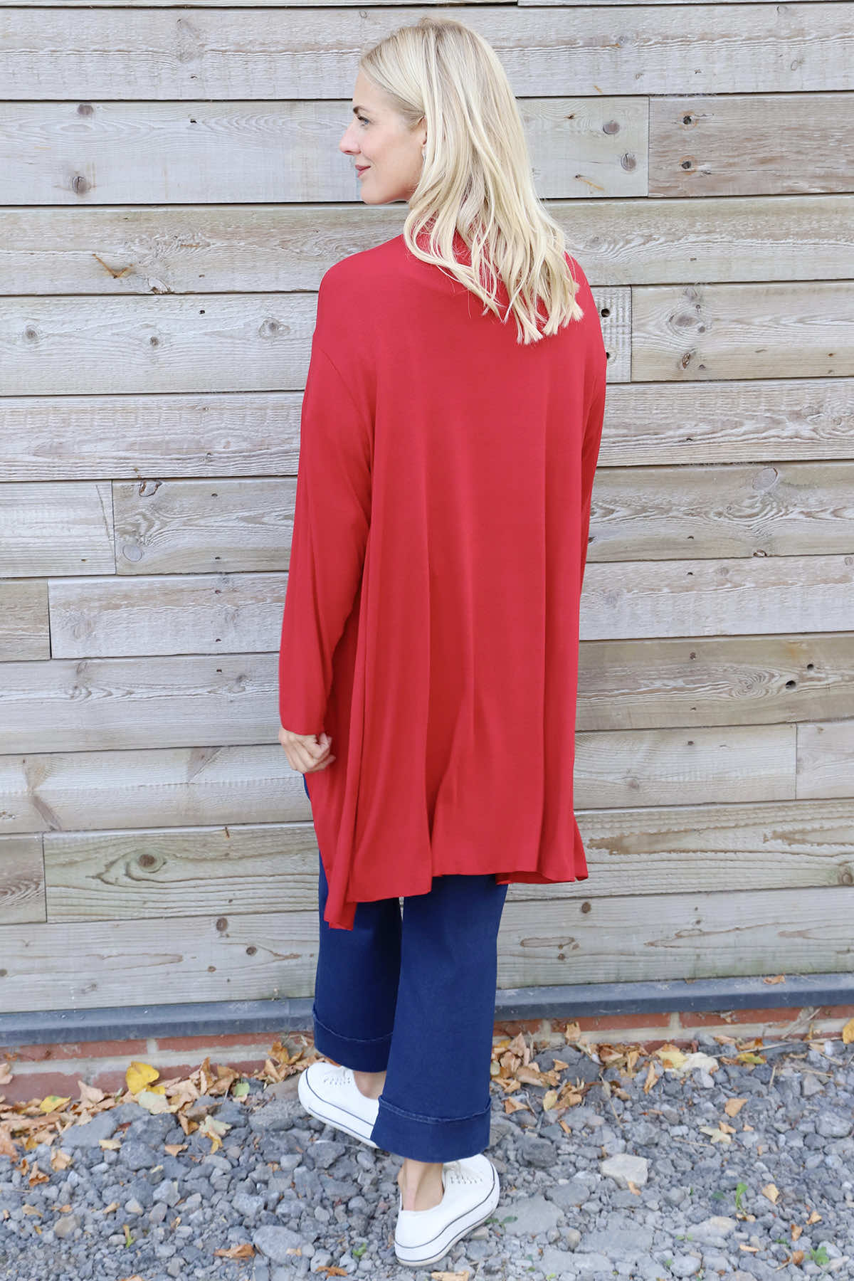 Regan Waterfall Cardigan Red