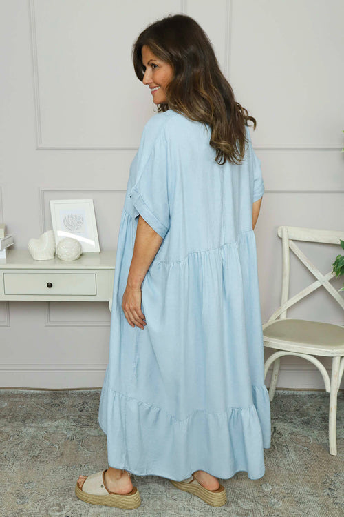 Bernice Belt Detail Denim Dress Light Denim - Image 4